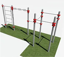 Уличная шведская стенка, змеевик и пять турников